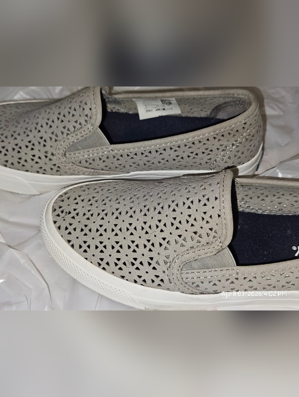 Sperry Taupe Perforated Slip-On Sneakers - Picture 6 of 6